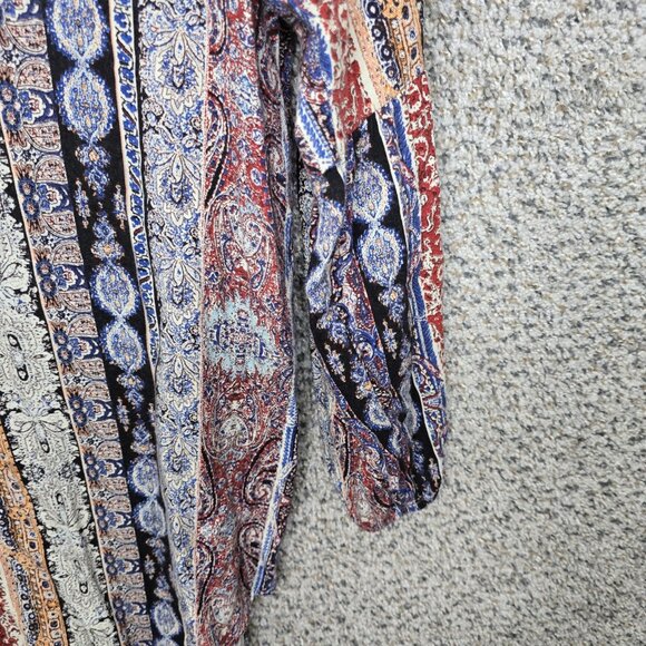 UMGEE Dress Womens Large Blue Paisley Print Mini V Neck Long‎ Sleeve Boho Casual - Picture 2 of 7